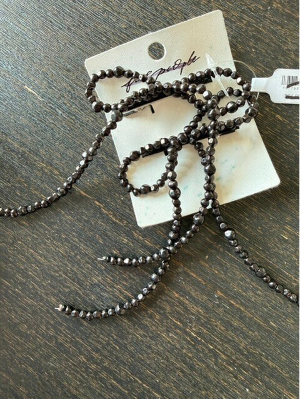 NWT Free People black beaded 2 hair bows - NEW